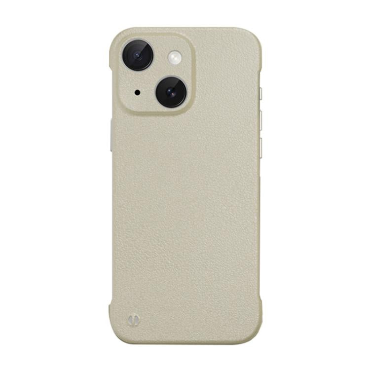 For iPhone 15 Frameless Litchi Texture PC Phone Case(Light Yellow) - iPhone 15 Cases by buy2fix | Online Shopping UK | buy2fix