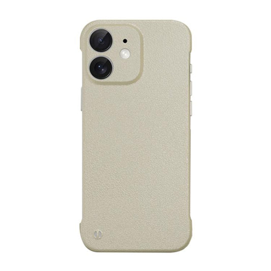 For iPhone 12 Frameless Litchi Texture PC Phone Case(Light Yellow) - iPhone 12 / 12 Pro Cases by buy2fix | Online Shopping UK | buy2fix
