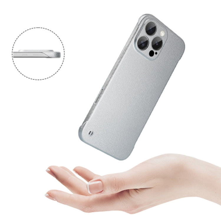 For iPhone 15 Pro Max Frameless Litchi Texture PC Phone Case(Titanium Silver) - iPhone 15 Pro Max Cases by buy2fix | Online Shopping UK | buy2fix