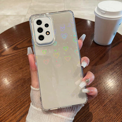 For Samsung Galaxy S25 Ultra 5G Laser Heart Clear TPU Shockproof Phone Case(Transparent White) by buy2fix