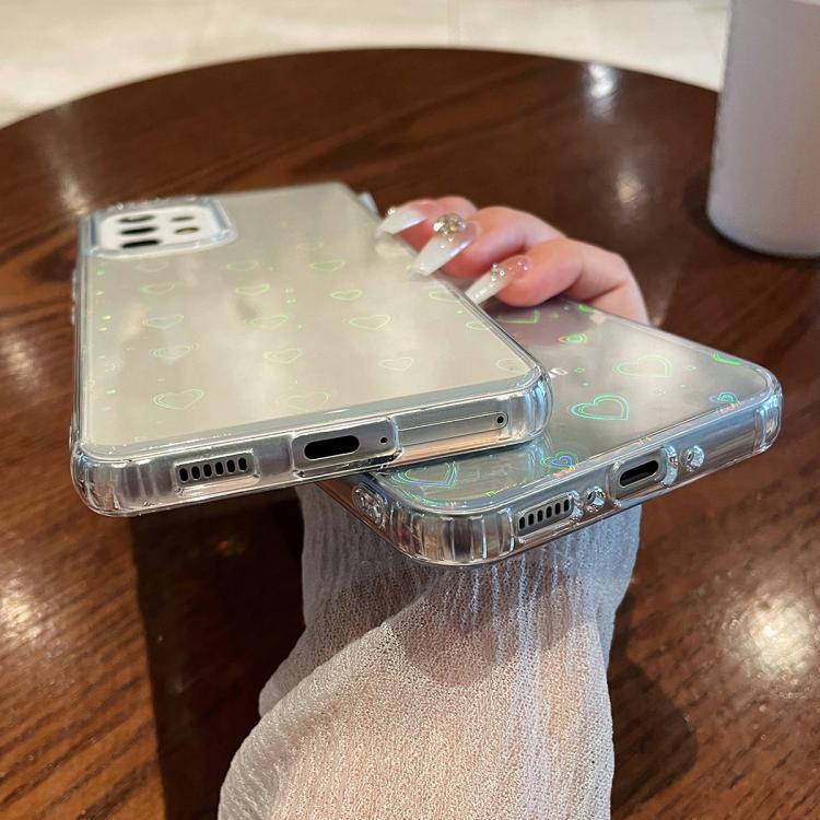 For Samsung Galaxy S25 5G Laser Heart Clear TPU Shockproof Phone Case(Transparent White) by buy2fix