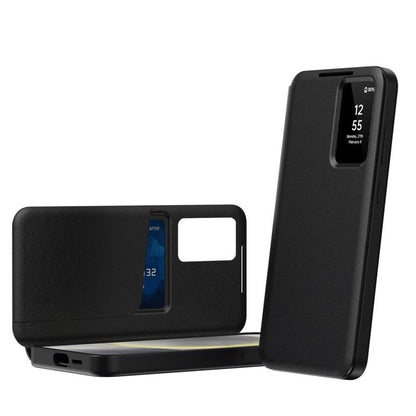For Samsung Galaxy S22 5G Smart View Window Leather Phone Case with Card Slot(Black) - Galaxy S22 5G Cases by buy2fix | Online Shopping UK | buy2fix
