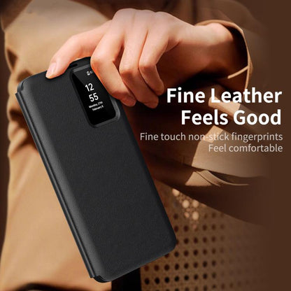 For Samsung Galaxy S22+ 5G Smart View Window Leather Phone Case with Card Slot(Black) - Galaxy S22+ 5G Cases by buy2fix | Online Shopping UK | buy2fix