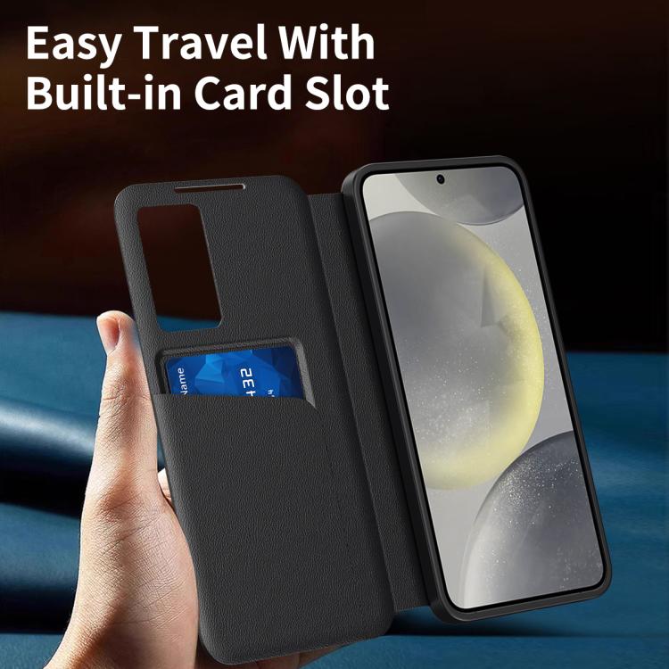 For Samsung Galaxy S22 Ultra 5G Smart View Window Leather Phone Case with Card Slot(Black) - Galaxy S22 Ultra 5G Cases by buy2fix | Online Shopping UK | buy2fix