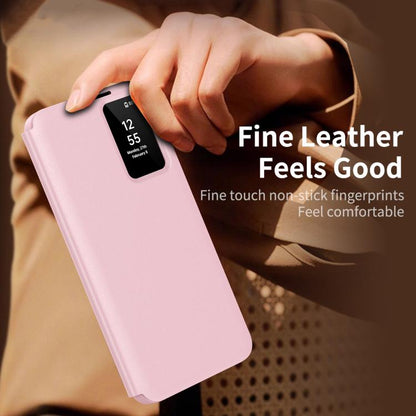 For Samsung Galaxy S25 5G Smart View Window Leather Phone Case with Card Slot(Pink) - Galaxy S25 5G Cases by buy2fix | Online Shopping UK | buy2fix