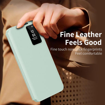 For Samsung Galaxy S25 5G Smart View Window Leather Phone Case with Card Slot(Green) - Galaxy S25 5G Cases by buy2fix | Online Shopping UK | buy2fix