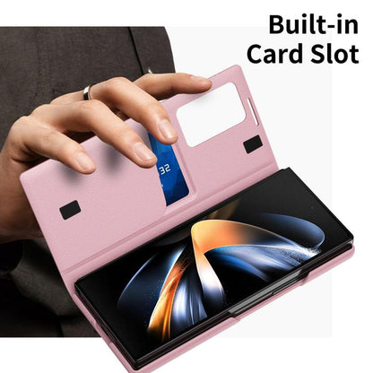 For Samsung Galaxy Z Fold3 5G Smart View Window Leather Phone Case with Card Slot(Pink) - Galaxy Phone Cases by buy2fix | Online Shopping UK | buy2fix