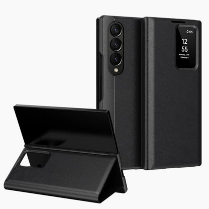 For Samsung Galaxy Z Fold3 5G Smart View Window Leather Phone Case with Card Slot(Black) - Galaxy Phone Cases by buy2fix | Online Shopping UK | buy2fix