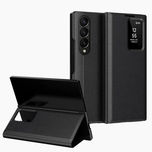 For Samsung Galaxy Z Fold3 5G Smart View Window Leather Phone Case with Card Slot(Black) - Galaxy Phone Cases by buy2fix | Online Shopping UK | buy2fix