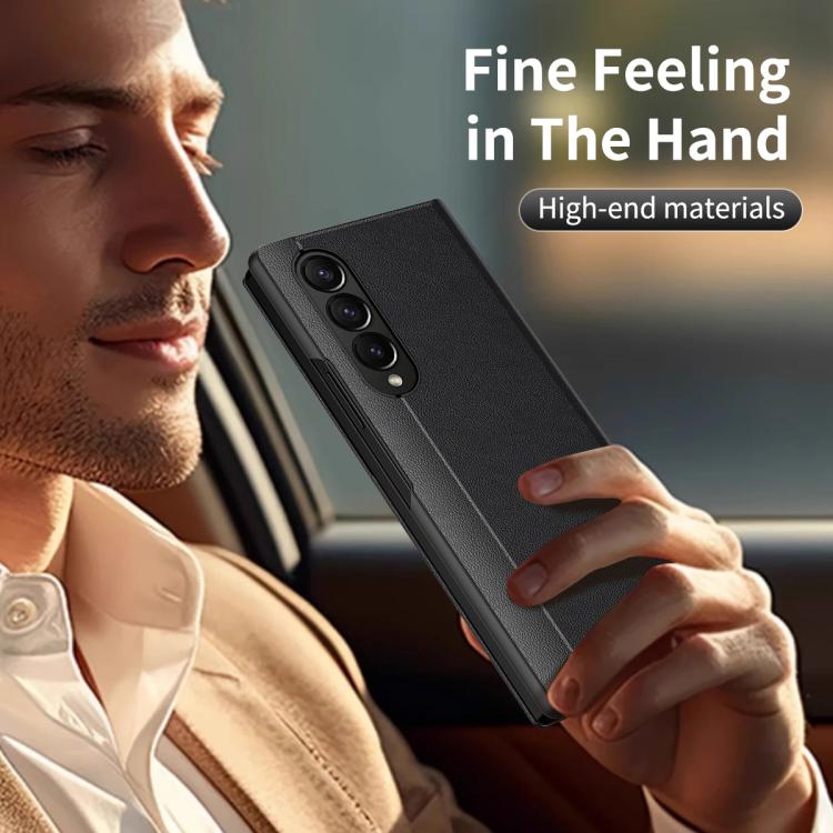 For Samsung Galaxy Z Fold3 5G Smart View Window Leather Phone Case with Card Slot(Black) - Galaxy Phone Cases by buy2fix | Online Shopping UK | buy2fix