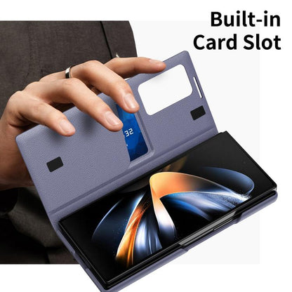 For Samsung Galaxy Z Fold3 5G Smart View Window Leather Phone Case with Card Slot(Purple) - Galaxy Phone Cases by buy2fix | Online Shopping UK | buy2fix