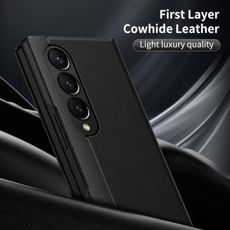 For Samsung Galaxy Z Fold4 Smart View Window Leather Phone Case with Card Slot(Black) - Galaxy Z Fold4 5G Cases by buy2fix | Online Shopping UK | buy2fix