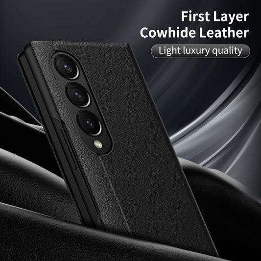 For Samsung Galaxy Z Fold4 Smart View Window Leather Phone Case with Card Slot(Black) - Galaxy Z Fold4 5G Cases by buy2fix | Online Shopping UK | buy2fix