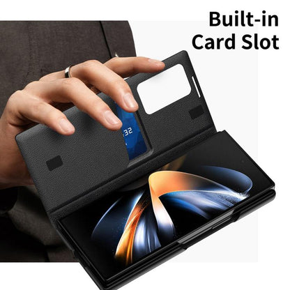 For Samsung Galaxy Z Fold4 Smart View Window Leather Phone Case with Card Slot(Black) - Galaxy Z Fold4 5G Cases by buy2fix | Online Shopping UK | buy2fix