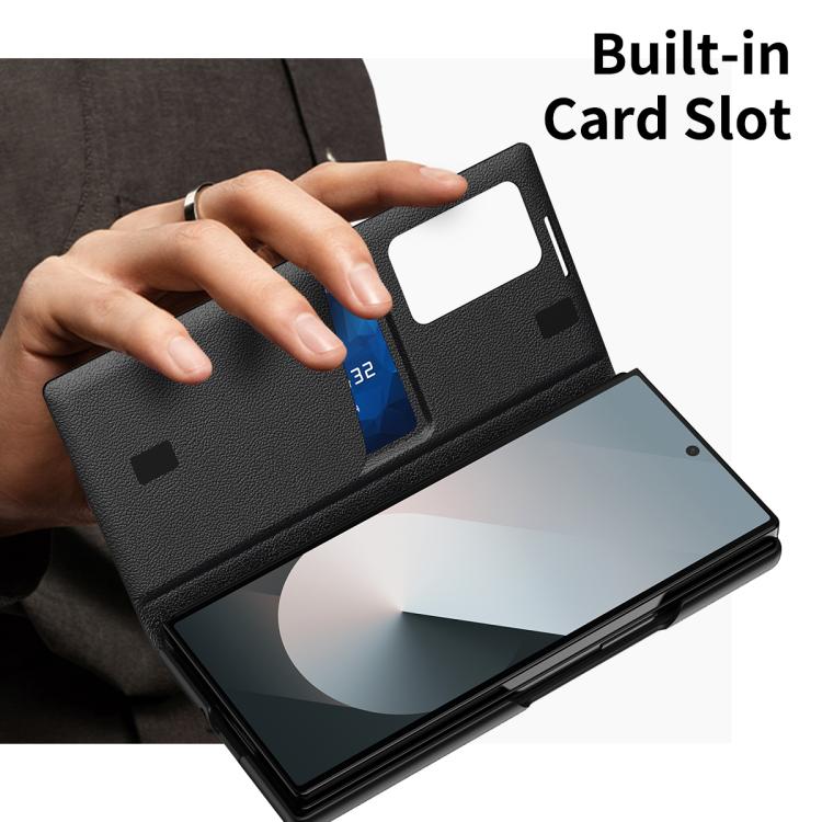 For Samsung Galaxy Z Fold5 5G Smart View Window Leather Phone Case with Card Slot(Black) - Galaxy Z Fold5 Cases by buy2fix | Online Shopping UK | buy2fix