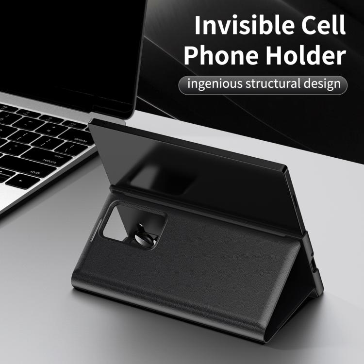 For Samsung Galaxy Z Fold5 5G Smart View Window Leather Phone Case with Card Slot(Black) - Galaxy Z Fold5 Cases by buy2fix | Online Shopping UK | buy2fix