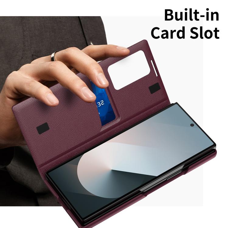 For Samsung Galaxy Z Fold5 5G Smart View Window Leather Phone Case with Card Slot(Red) - Galaxy Z Fold5 Cases by buy2fix | Online Shopping UK | buy2fix