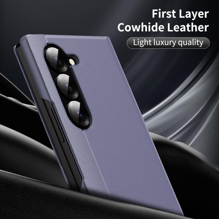 For Samsung Galaxy Z Fold5 5G Smart View Window Leather Phone Case with Card Slot(Purple) - Galaxy Z Fold5 Cases by buy2fix | Online Shopping UK | buy2fix