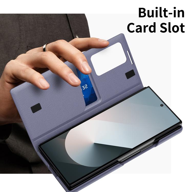 For Samsung Galaxy Z Fold5 5G Smart View Window Leather Phone Case with Card Slot(Purple) - Galaxy Z Fold5 Cases by buy2fix | Online Shopping UK | buy2fix