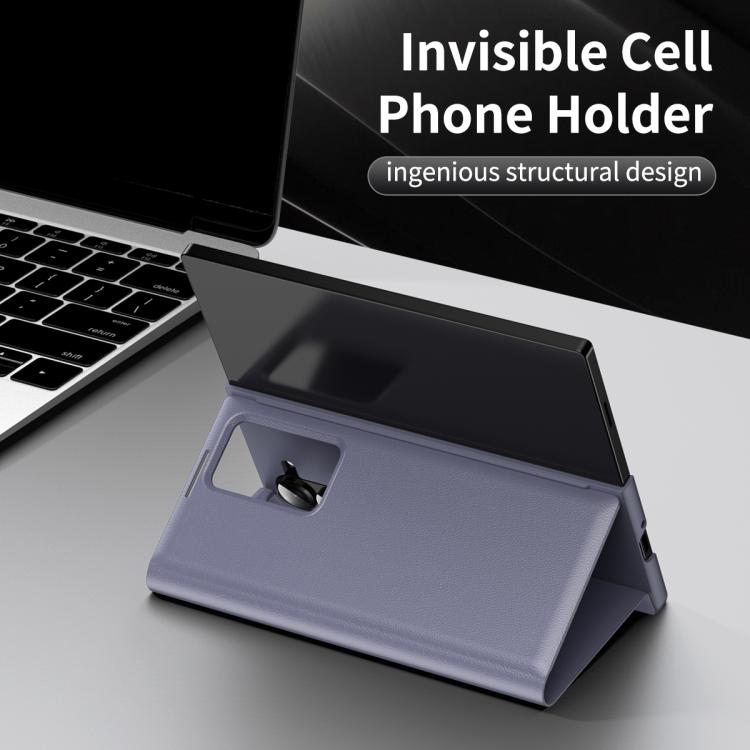 For Samsung Galaxy Z Fold5 5G Smart View Window Leather Phone Case with Card Slot(Purple) - Galaxy Z Fold5 Cases by buy2fix | Online Shopping UK | buy2fix