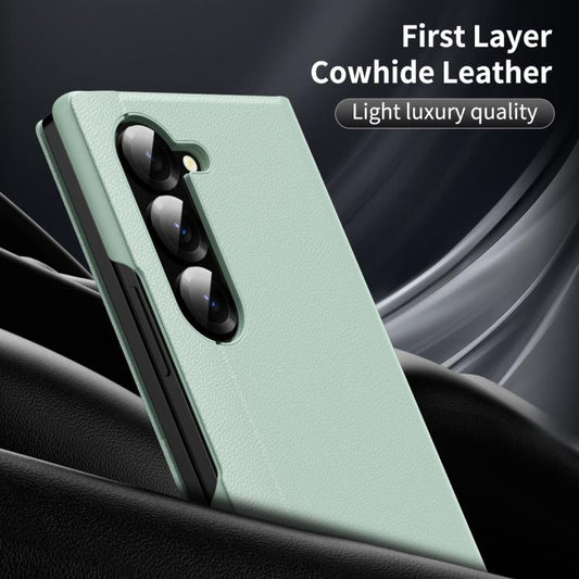 For Samsung Galaxy Z Fold5 5G Smart View Window Leather Phone Case with Card Slot(Green) - Galaxy Z Fold5 Cases by buy2fix | Online Shopping UK | buy2fix