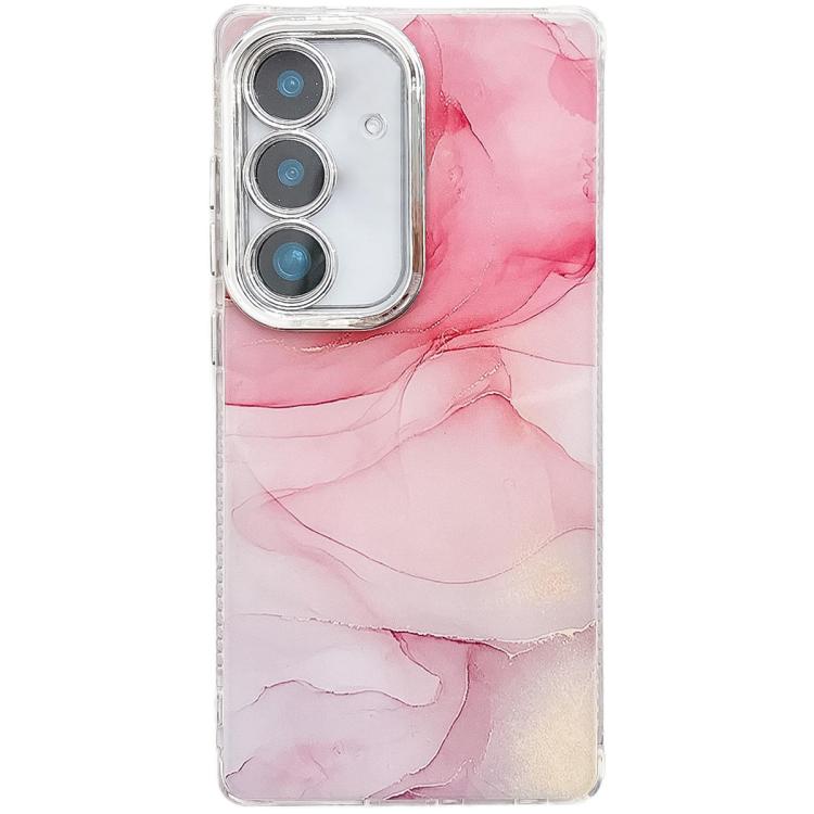 For Samsung Galaxy S25 5G Electroplated Marble Texture Phone Case(Pink M2) by buy2fix
