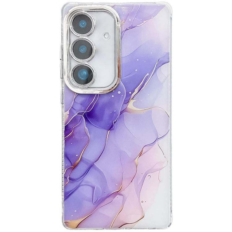 For Samsung Galaxy S25 5G Electroplated Marble Texture Phone Case(Purple M3) by buy2fix