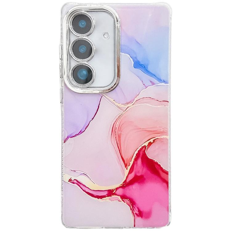 For Samsung Galaxy S25+ 5G Electroplated Marble Texture Phone Case(Red M7) by buy2fix