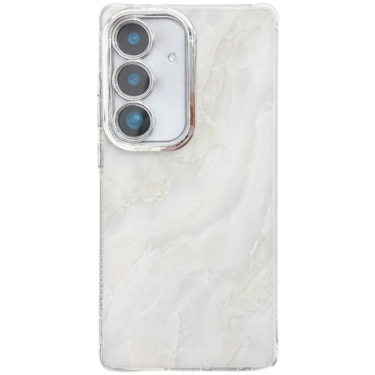 For Samsung Galaxy S25+ 5G Electroplated Marble Texture Phone Case(White M8) by buy2fix