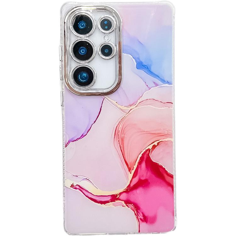 For Samsung Galaxy S25 Ultra 5G Electroplated Marble Texture Phone Case(Red M7) by buy2fix