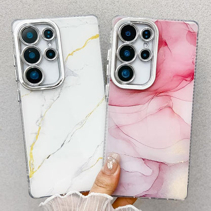 For Samsung Galaxy S25+ 5G Electroplated Marble Texture Phone Case(Red M7) by buy2fix