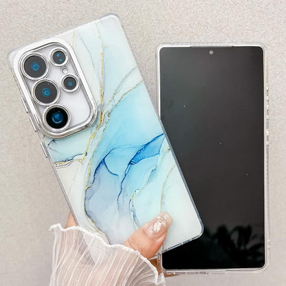 For Samsung Galaxy S25 5G Electroplated Marble Texture Phone Case(White M8) by buy2fix