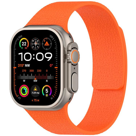 For Apple Watch 42mm / 41mm / 40mm / 38mm Litchi Texture Magnetic Silicone Watch Band(Orange) - Watch Bands by buy2fix | Online Shopping UK | buy2fix