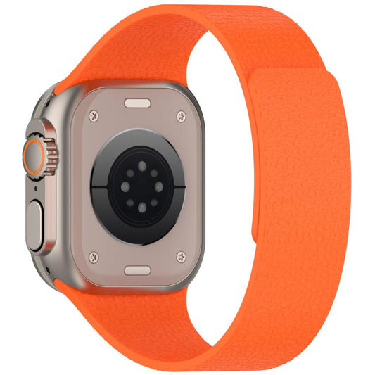 For Apple Watch 42mm / 41mm / 40mm / 38mm Litchi Texture Magnetic Silicone Watch Band(Orange) - Watch Bands by buy2fix | Online Shopping UK | buy2fix