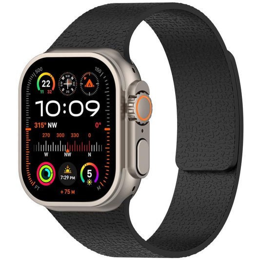 For Apple Watch 42mm / 41mm / 40mm / 38mm Litchi Texture Magnetic Silicone Watch Band(Black) - Watch Bands by buy2fix | Online Shopping UK | buy2fix