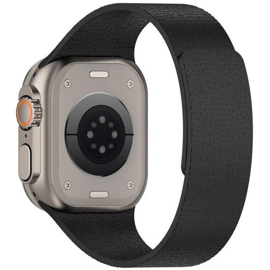 For Apple Watch 42mm / 41mm / 40mm / 38mm Litchi Texture Magnetic Silicone Watch Band(Black) - Watch Bands by buy2fix | Online Shopping UK | buy2fix