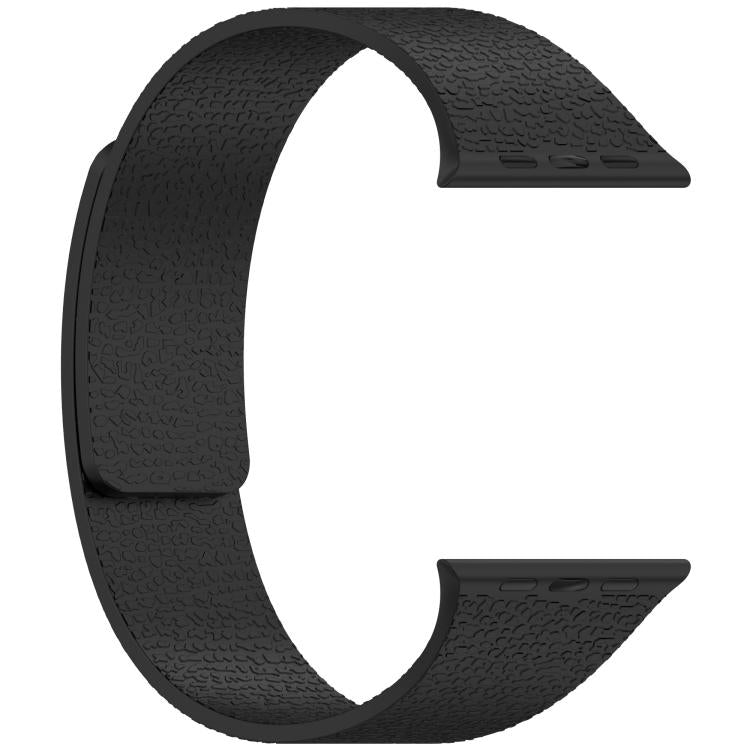For Apple Watch 42mm / 41mm / 40mm / 38mm Litchi Texture Magnetic Silicone Watch Band(Black) - Watch Bands by buy2fix | Online Shopping UK | buy2fix
