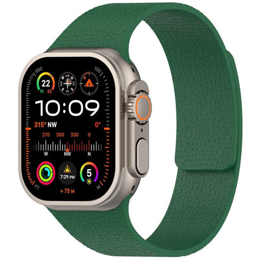 For Apple Watch 42mm / 41mm / 40mm / 38mm Litchi Texture Magnetic Silicone Watch Band(Purple Medic Green) - Watch Bands by buy2fix | Online Shopping UK | buy2fix