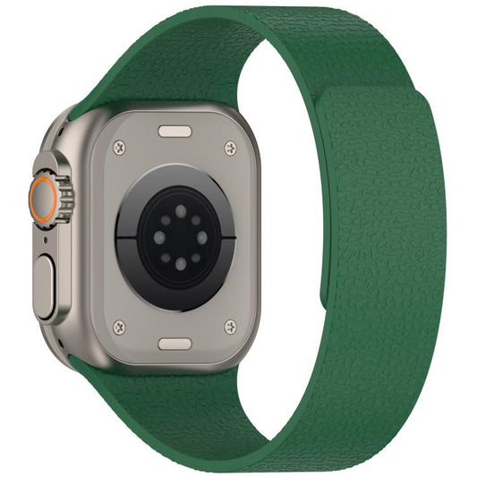 For Apple Watch 42mm / 41mm / 40mm / 38mm Litchi Texture Magnetic Silicone Watch Band(Purple Medic Green) - Watch Bands by buy2fix | Online Shopping UK | buy2fix