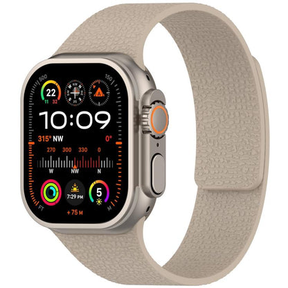 For Apple Watch 42mm / 41mm / 40mm / 38mm Litchi Texture Magnetic Silicone Watch Band(Stone Color) - Watch Bands by buy2fix | Online Shopping UK | buy2fix