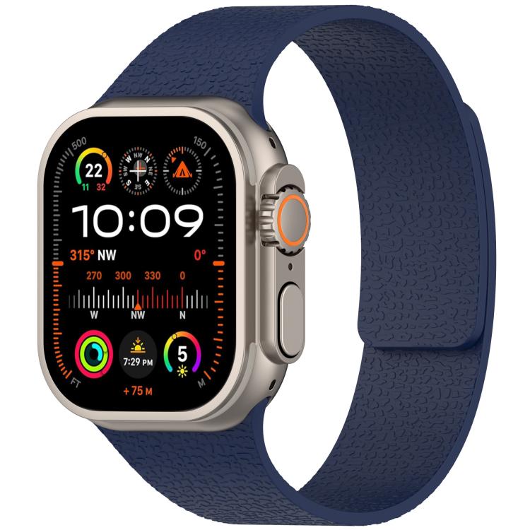 For Apple Watch 42mm / 41mm / 40mm / 38mm Litchi Texture Magnetic Silicone Watch Band(Midnight Blue) - Watch Bands by buy2fix | Online Shopping UK | buy2fix