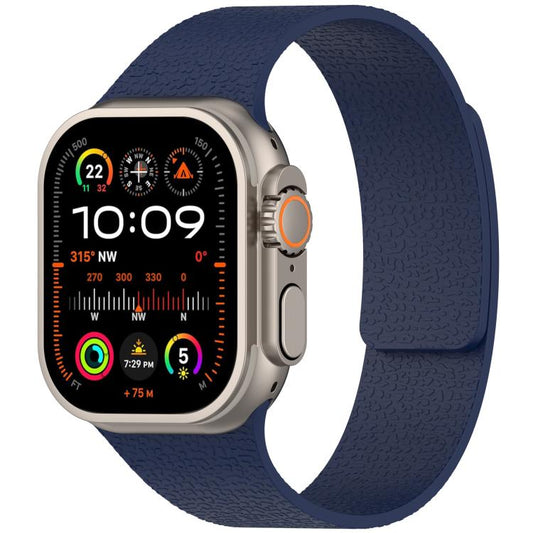 For Apple Watch 42mm / 41mm / 40mm / 38mm Litchi Texture Magnetic Silicone Watch Band(Midnight Blue) - Watch Bands by buy2fix | Online Shopping UK | buy2fix