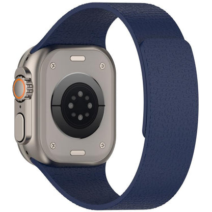 For Apple Watch 42mm / 41mm / 40mm / 38mm Litchi Texture Magnetic Silicone Watch Band(Midnight Blue) - Watch Bands by buy2fix | Online Shopping UK | buy2fix