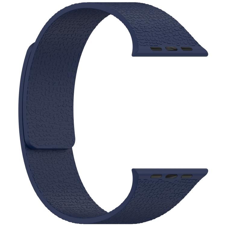 For Apple Watch 42mm / 41mm / 40mm / 38mm Litchi Texture Magnetic Silicone Watch Band(Midnight Blue) - Watch Bands by buy2fix | Online Shopping UK | buy2fix