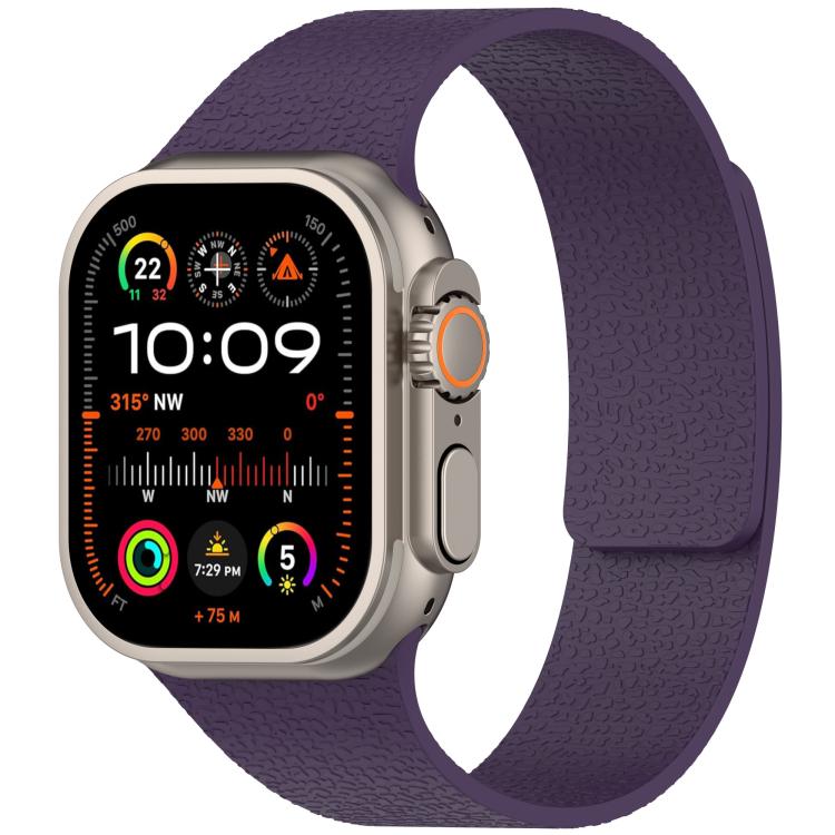 For Apple Watch 42mm / 41mm / 40mm / 38mm Litchi Texture Magnetic Silicone Watch Band(New Plum) - Watch Bands by buy2fix | Online Shopping UK | buy2fix