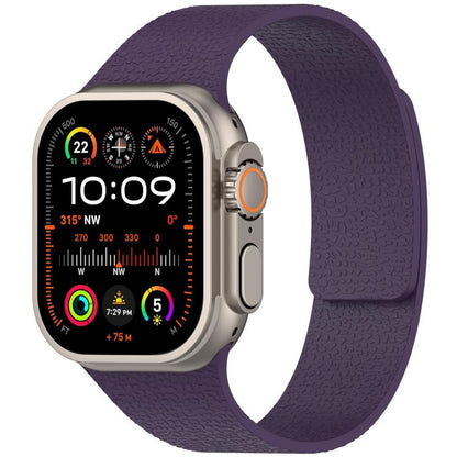 For Apple Watch 42mm / 41mm / 40mm / 38mm Litchi Texture Magnetic Silicone Watch Band(New Plum) - Watch Bands by buy2fix | Online Shopping UK | buy2fix
