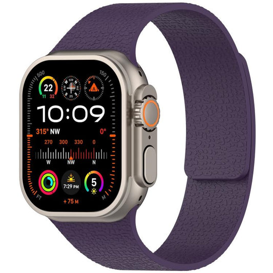 For Apple Watch 42mm / 41mm / 40mm / 38mm Litchi Texture Magnetic Silicone Watch Band(New Plum) - Watch Bands by buy2fix | Online Shopping UK | buy2fix