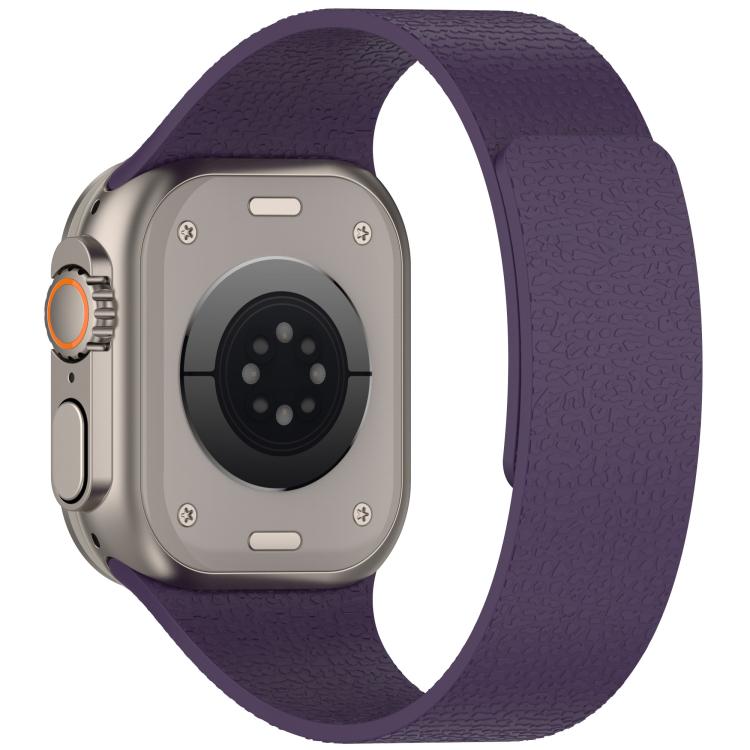 For Apple Watch 42mm / 41mm / 40mm / 38mm Litchi Texture Magnetic Silicone Watch Band(New Plum) - Watch Bands by buy2fix | Online Shopping UK | buy2fix