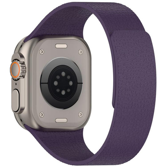 For Apple Watch 42mm / 41mm / 40mm / 38mm Litchi Texture Magnetic Silicone Watch Band(New Plum) - Watch Bands by buy2fix | Online Shopping UK | buy2fix