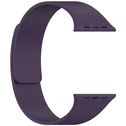 For Apple Watch 42mm / 41mm / 40mm / 38mm Litchi Texture Magnetic Silicone Watch Band(New Plum) - Watch Bands by buy2fix | Online Shopping UK | buy2fix